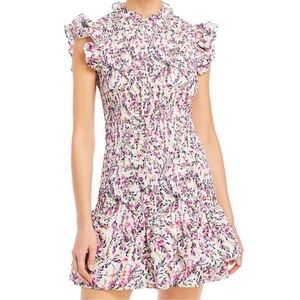 Elao Verona Crepe Smocked Dress in a pink and white flower pattern
